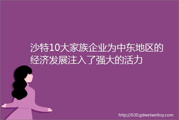 沙特10大家族企业为中东地区的经济发展注入了强大的活力